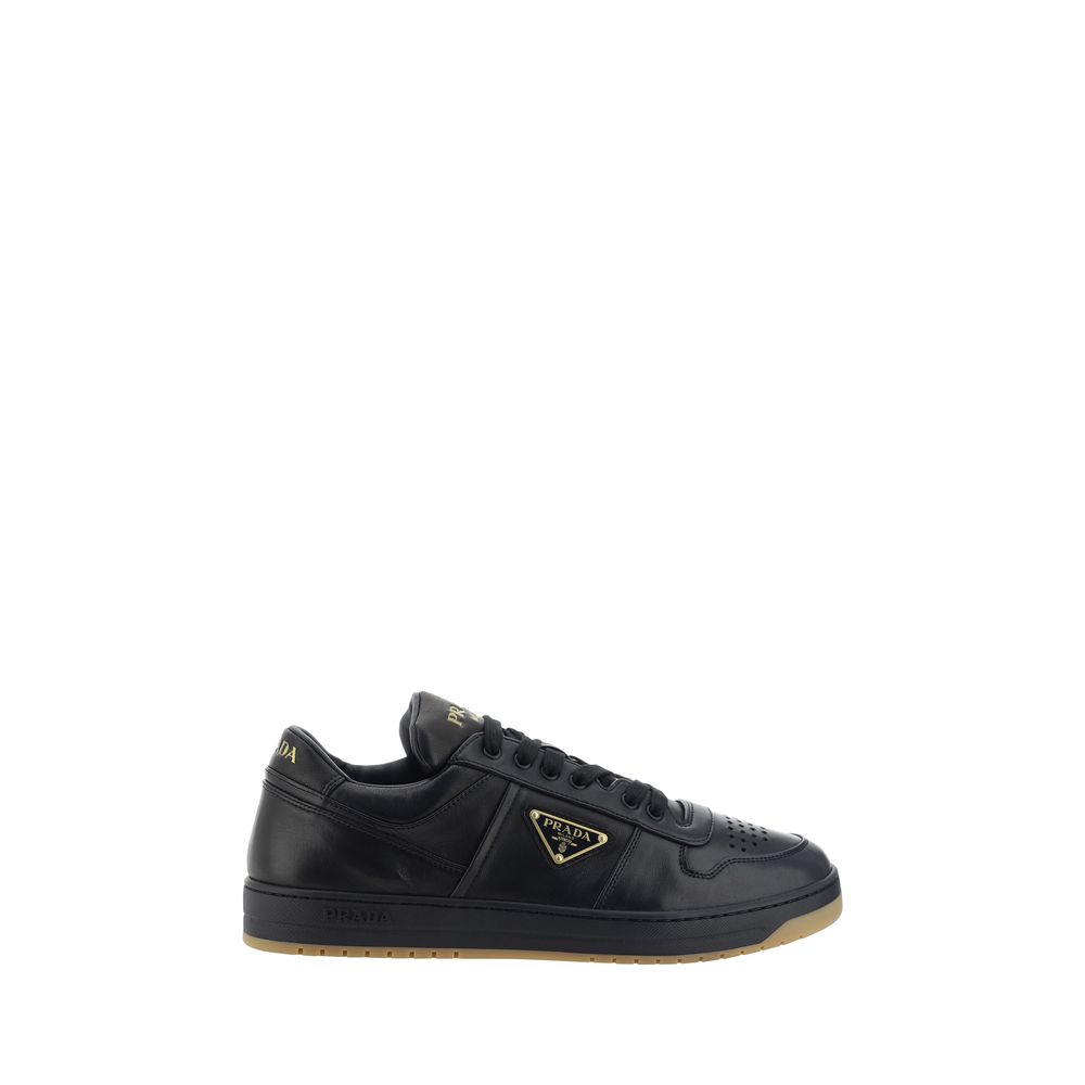 Prada Black Calf Leather Bos Taurus Low Top Sneakers